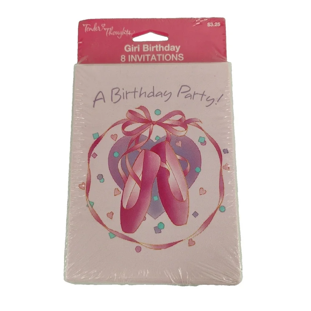 Vtg Tender Thoughts Girl Birthday Party Invitations Ballerina Ballet Theme Dance